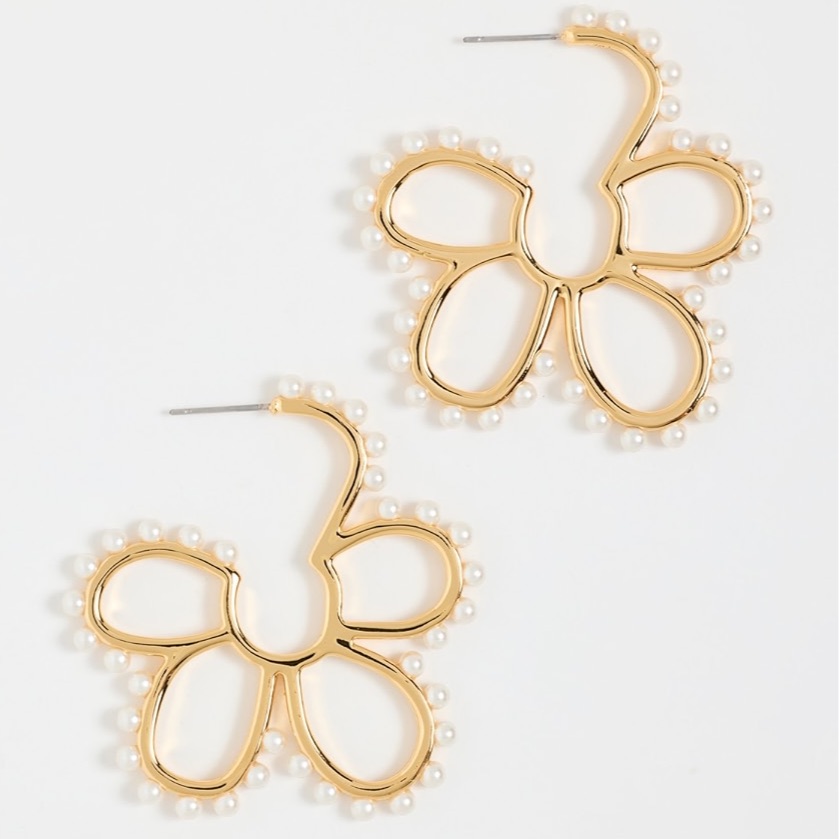 Lele Sadoughi Pearl Daisy Hoop Earrings